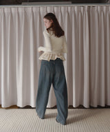 【12月下旬予約商品】ペプラム異素材フリルドッキングニット