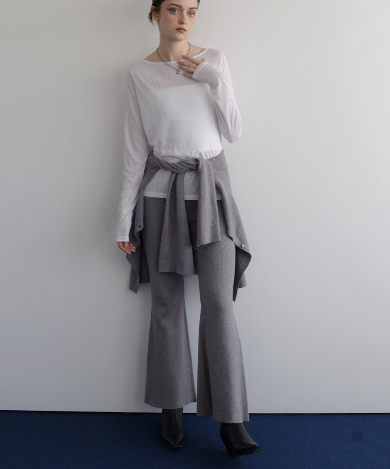 フレアリブニットパンツ