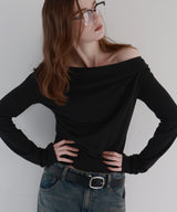 【12月上旬お届け商品】ドレープオフショルニットトップス