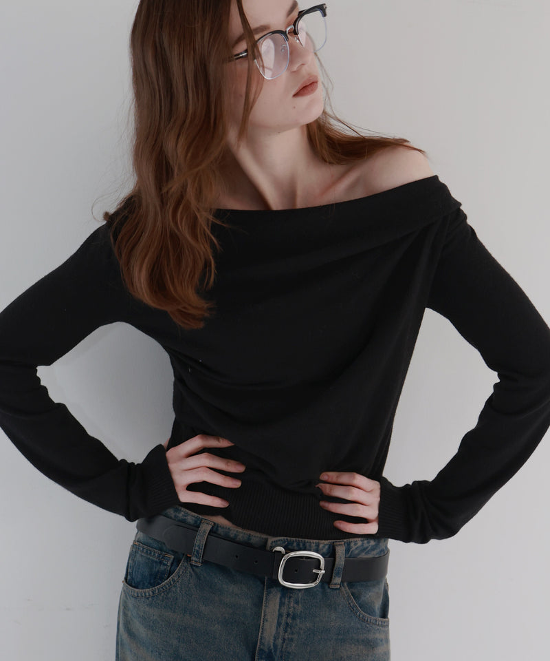 【12月上旬お届け商品】ドレープオフショルニットトップス