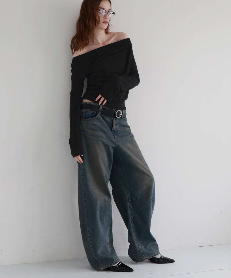 【12月上旬お届け商品】ドレープオフショルニットトップス