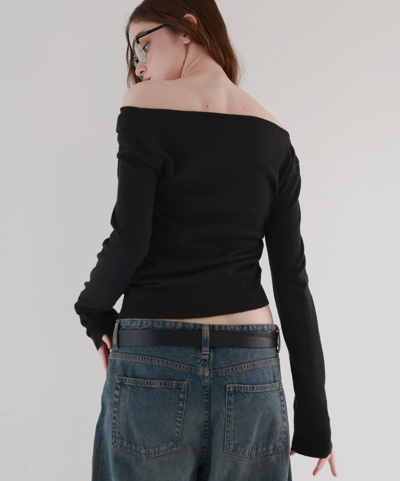 【12月上旬お届け商品】ドレープオフショルニットトップス