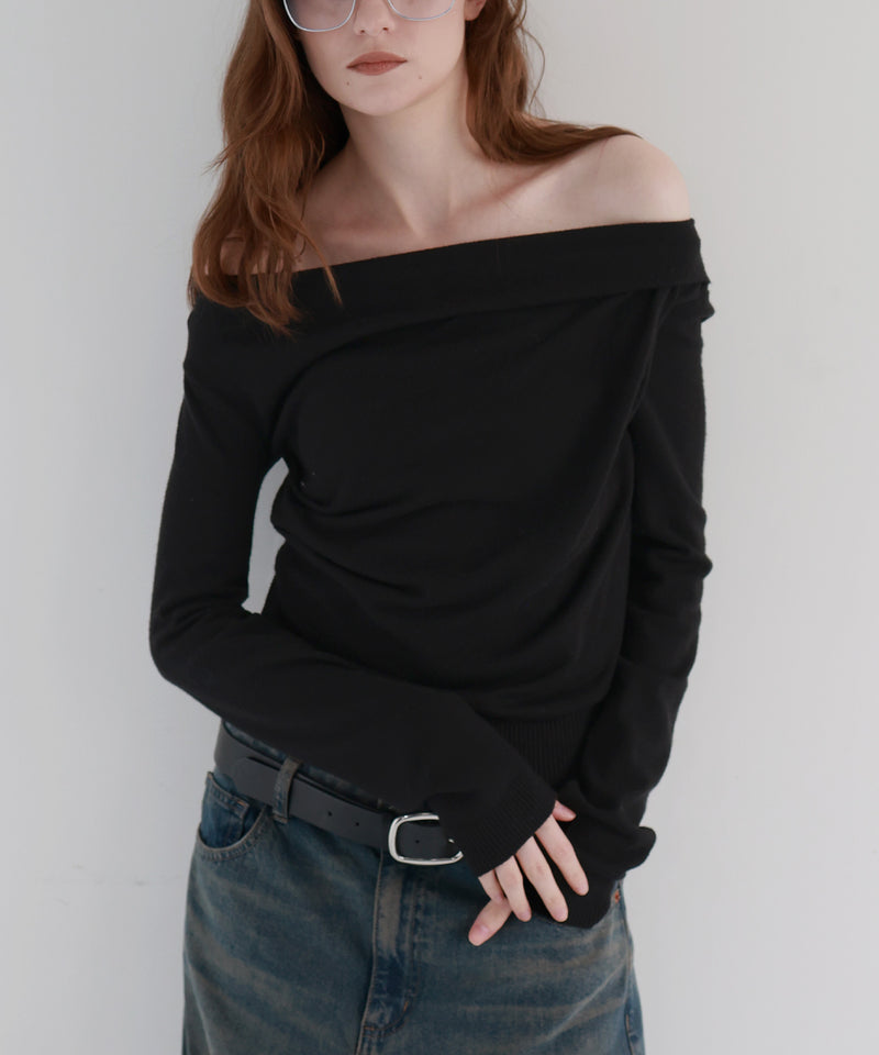 【12月上旬お届け商品】ドレープオフショルニットトップス