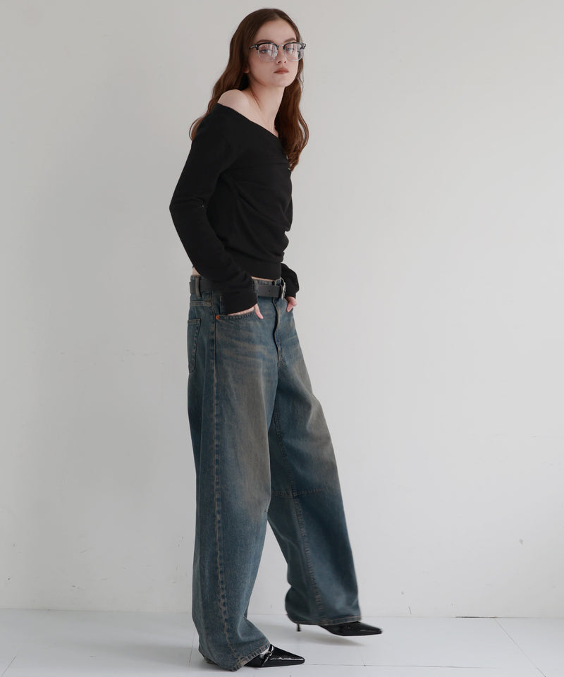 【12月上旬お届け商品】ドレープオフショルニットトップス