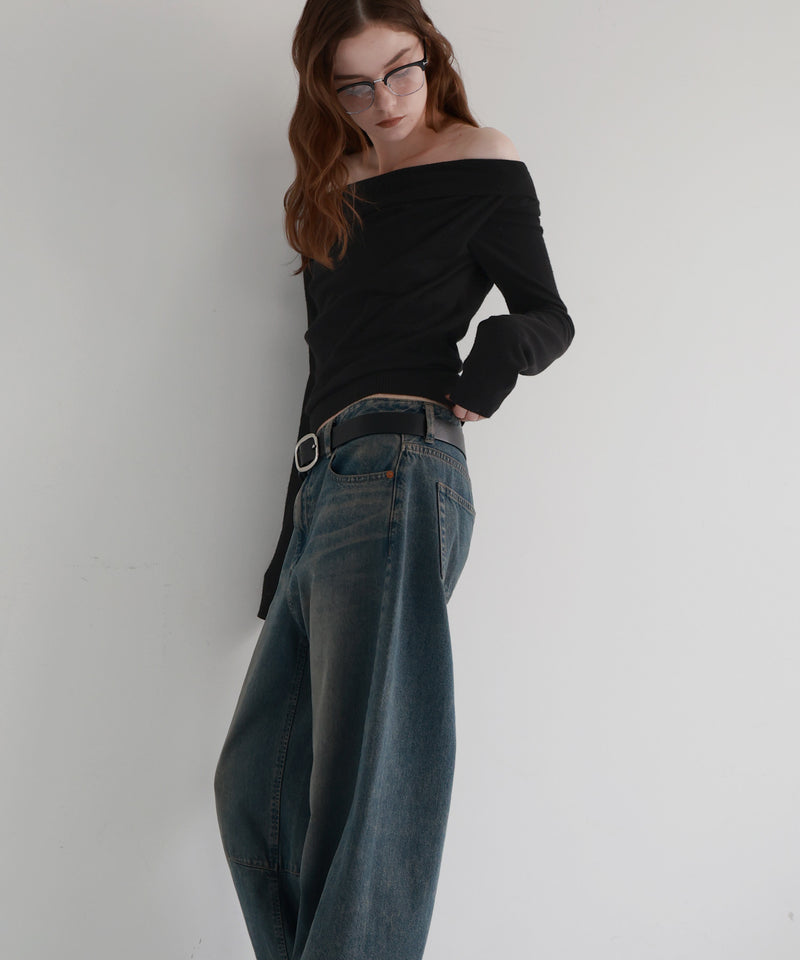 【12月上旬お届け商品】ドレープオフショルニットトップス