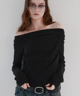 【12月上旬お届け商品】ドレープオフショルニットトップス