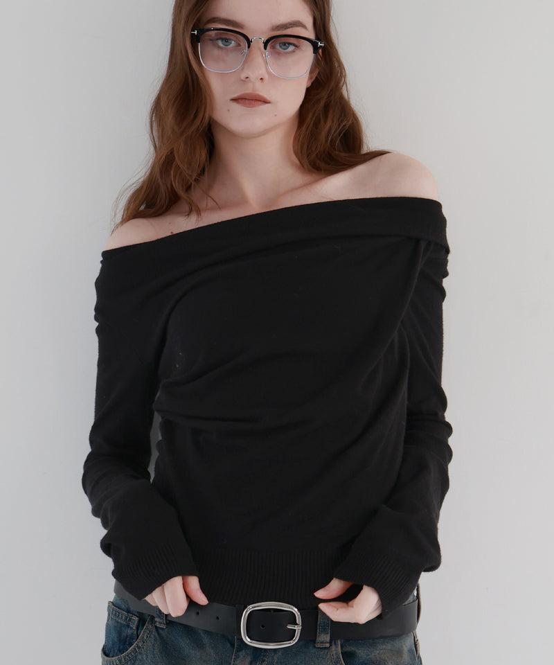 【12月上旬お届け商品】ドレープオフショルニットトップス