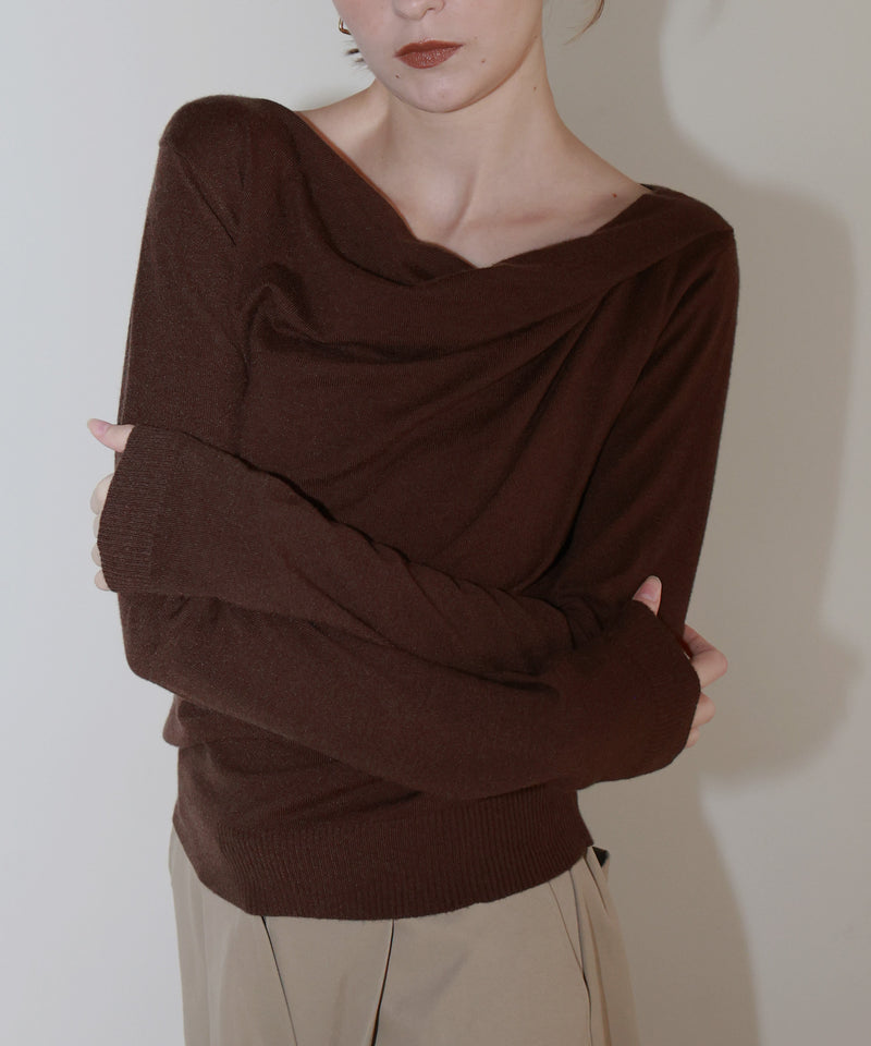 【12月上旬お届け商品】ドレープオフショルニットトップス