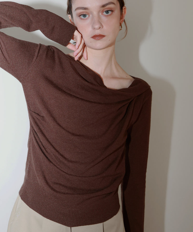 【12月上旬お届け商品】ドレープオフショルニットトップス