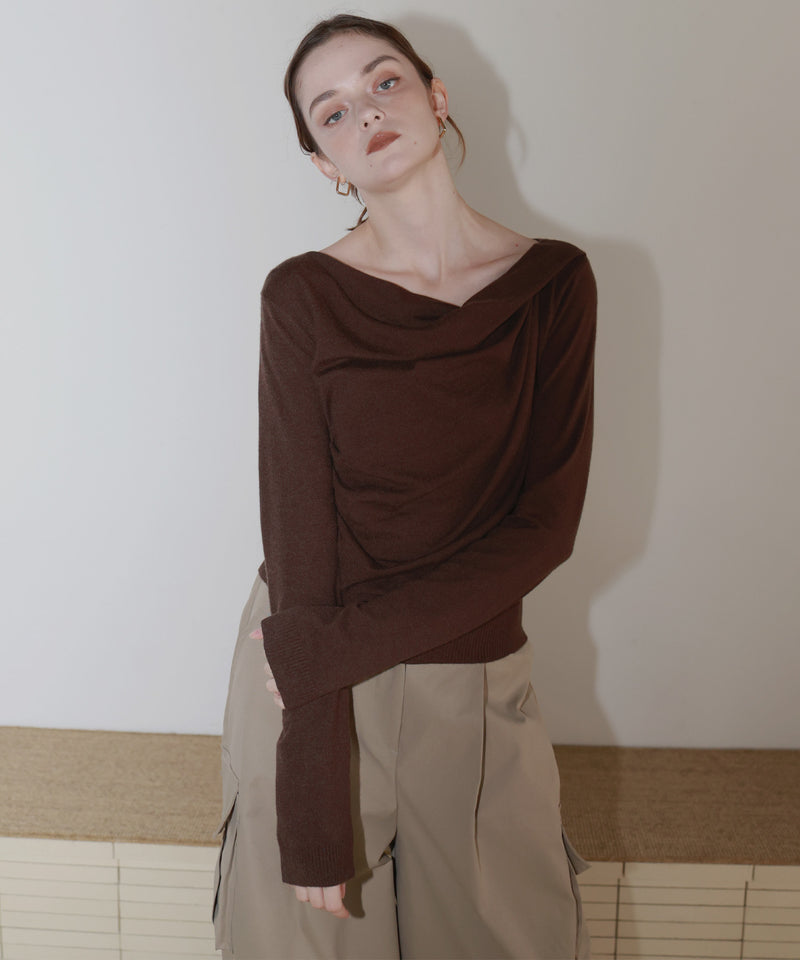 【12月上旬お届け商品】ドレープオフショルニットトップス