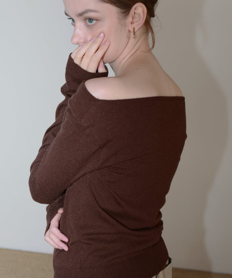 【12月上旬お届け商品】ドレープオフショルニットトップス