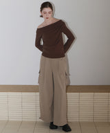 【12月上旬お届け商品】ドレープオフショルニットトップス