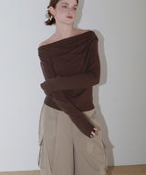 【12月上旬お届け商品】ドレープオフショルニットトップス