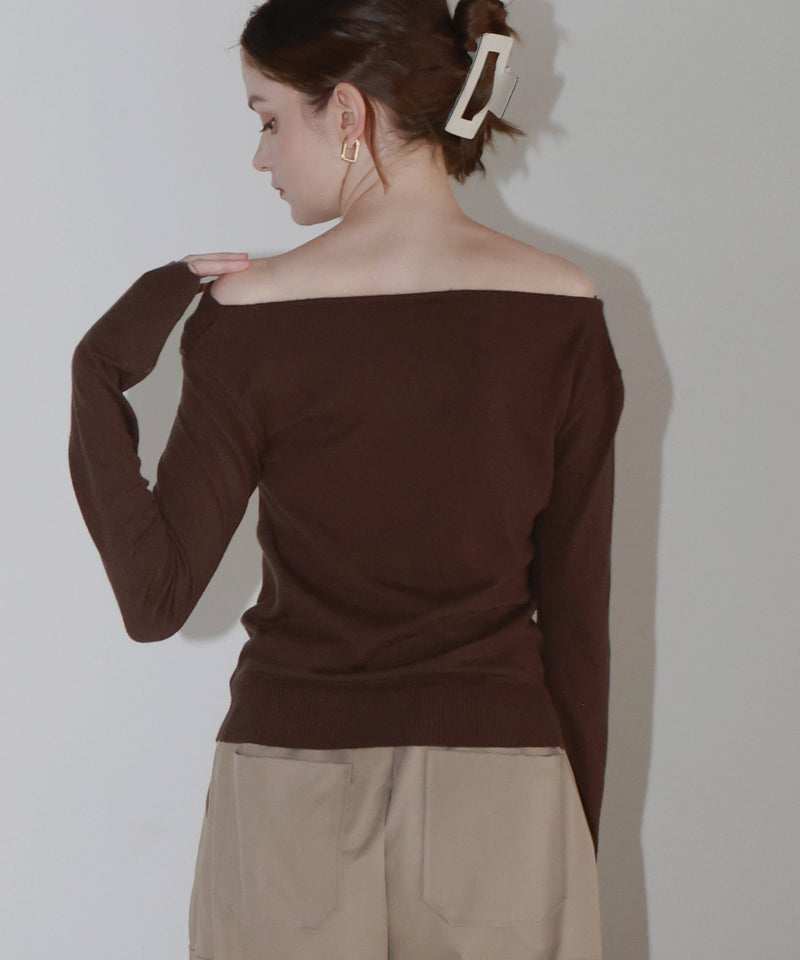 【12月上旬お届け商品】ドレープオフショルニットトップス