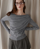 【12月上旬お届け商品】ドレープオフショルニットトップス