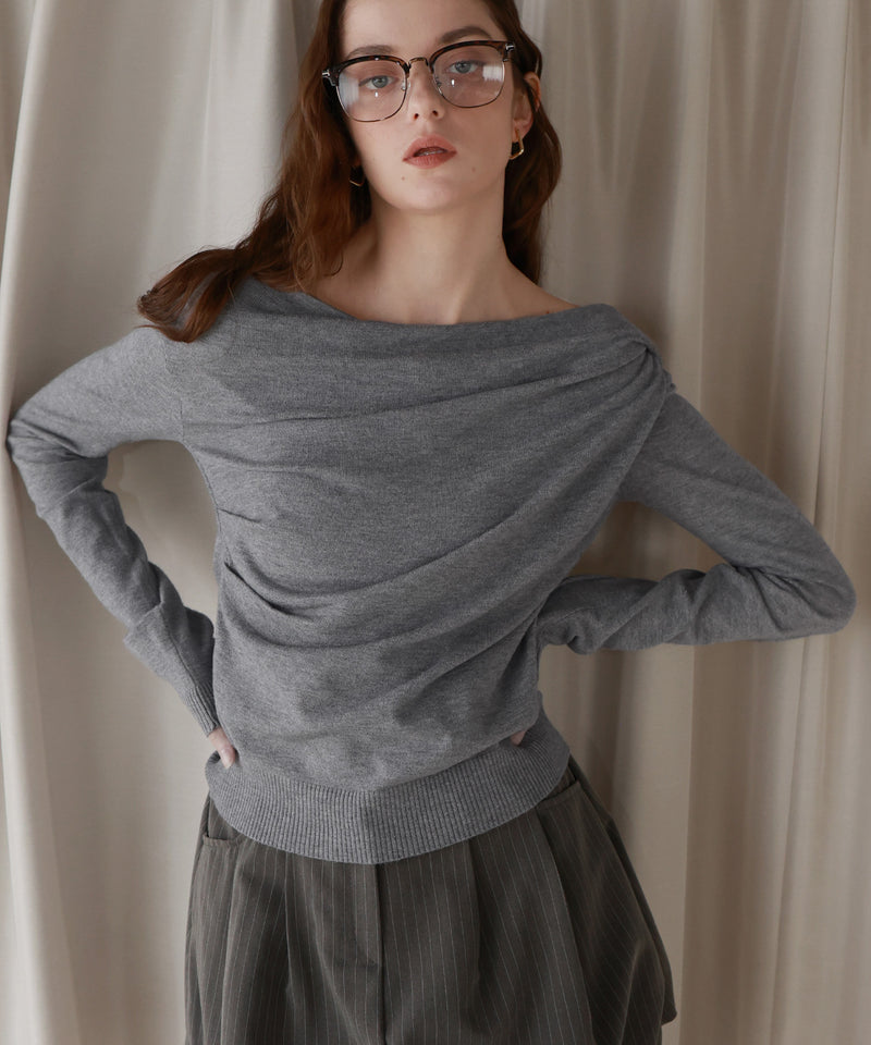【12月上旬お届け商品】ドレープオフショルニットトップス