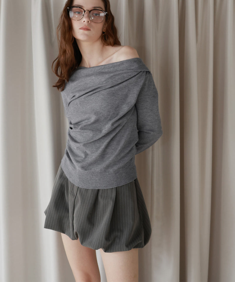 【12月上旬お届け商品】ドレープオフショルニットトップス