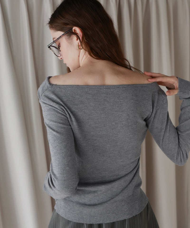 【12月上旬お届け商品】ドレープオフショルニットトップス