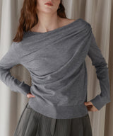 【12月上旬お届け商品】ドレープオフショルニットトップス