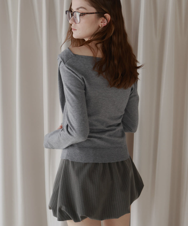 【12月上旬お届け商品】ドレープオフショルニットトップス