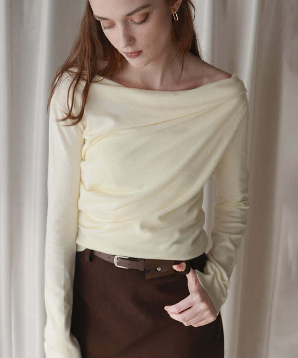 【12月上旬お届け商品】ドレープオフショルニットトップス