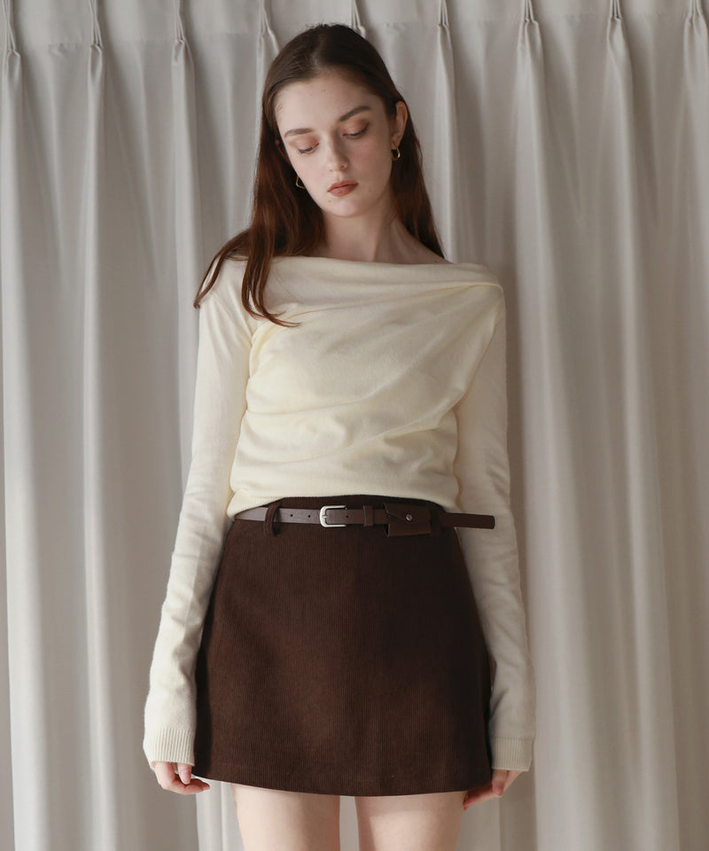 【12月上旬お届け商品】ドレープオフショルニットトップス