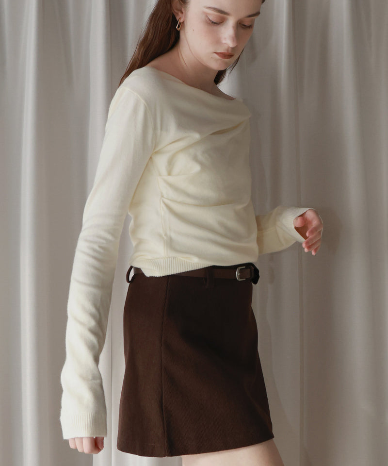 【12月上旬お届け商品】ドレープオフショルニットトップス