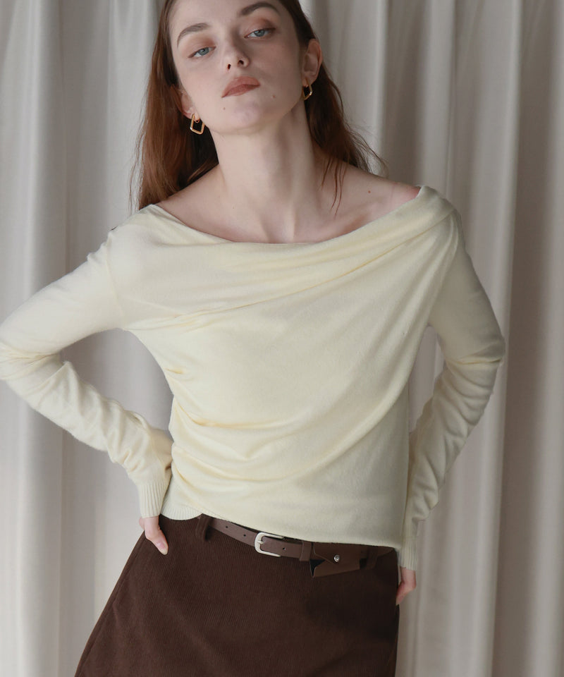 【12月上旬お届け商品】ドレープオフショルニットトップス