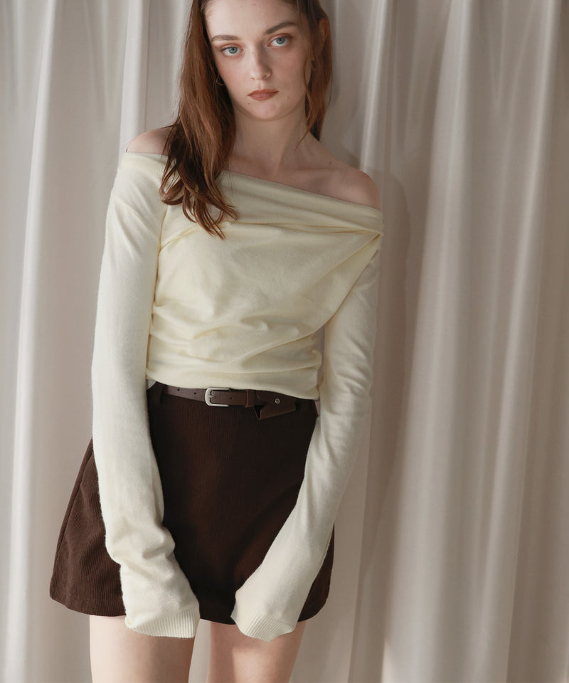 【12月上旬お届け商品】ドレープオフショルニットトップス