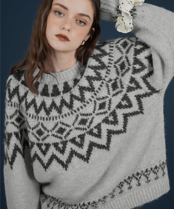 ノルディック柄オーバーサイズニット
