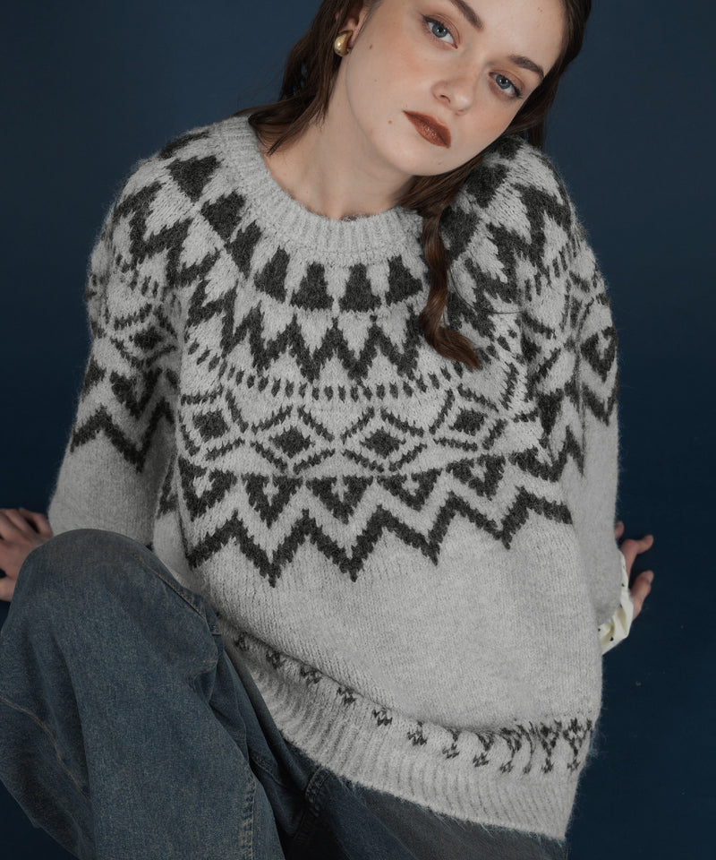 ノルディック柄オーバーサイズニット