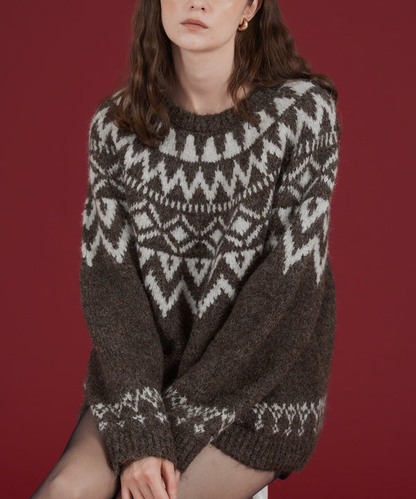 ノルディック柄オーバーサイズニット