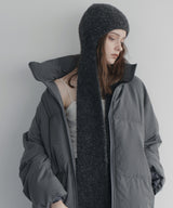 ロングイヤーフラップニットキャップマフラー/ニットフードマフラー