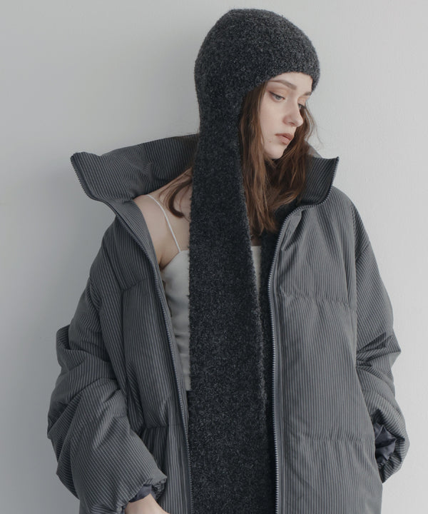 ロングイヤーフラップニットキャップマフラー/ニットフードマフラー