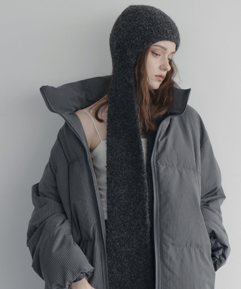 ロングイヤーフラップニットキャップマフラー/ニットフードマフラー