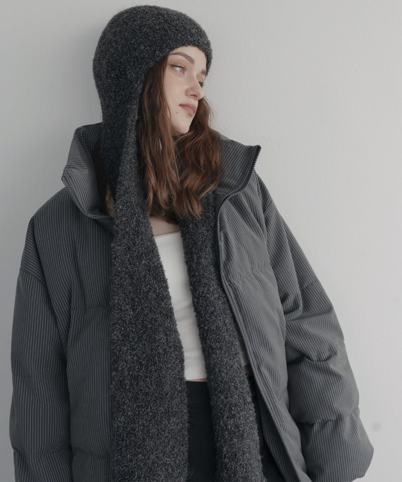 ロングイヤーフラップニットキャップマフラー/ニットフードマフラー