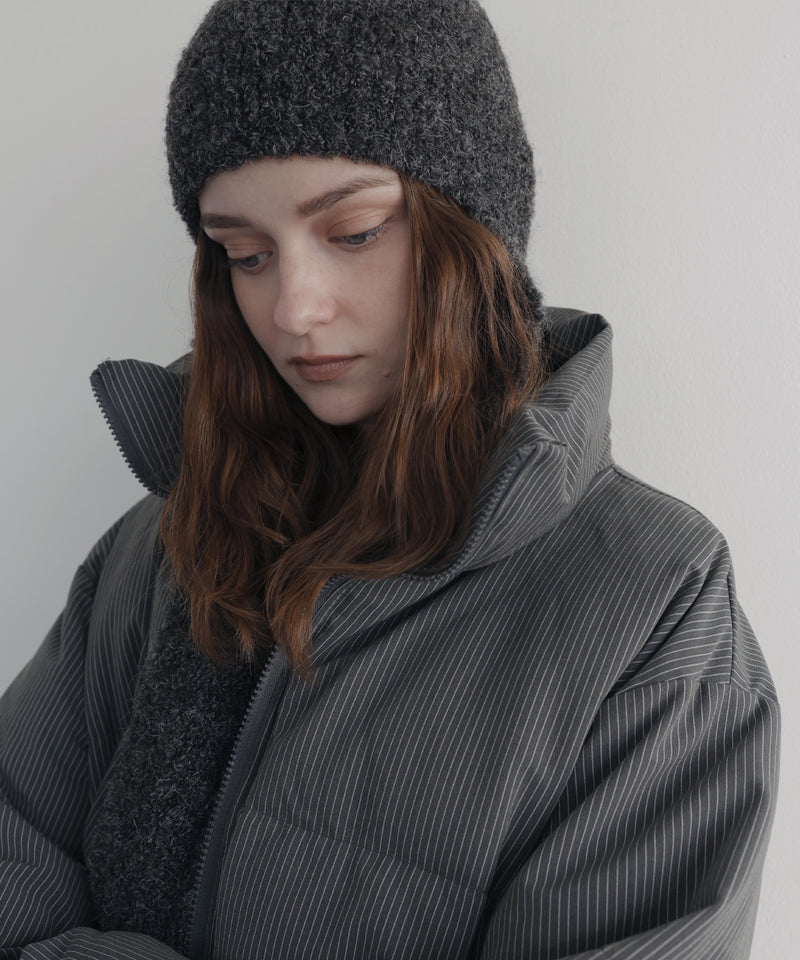 ロングイヤーフラップニットキャップマフラー/ニットフードマフラー