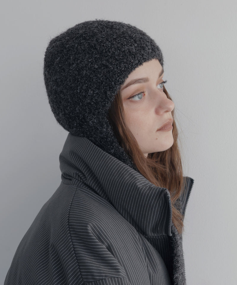 ロングイヤーフラップニットキャップマフラー/ニットフードマフラー