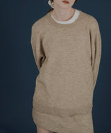 オーバーサイズクルーネックニットトップス＆ニットミニスカート　セットアップニット