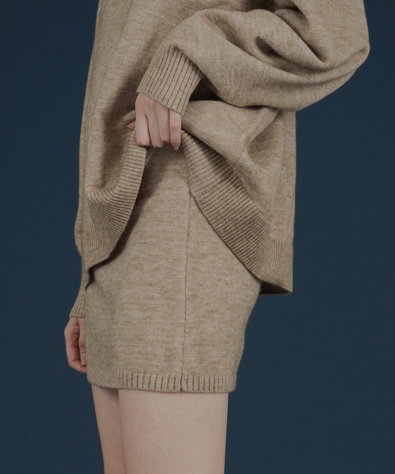 オーバーサイズクルーネックニットトップス＆ニットミニスカート　セットアップニット