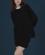 オーバーサイズクルーネックニットトップス＆ニットミニスカート　セットアップニット