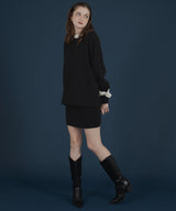 オーバーサイズクルーネックニットトップス＆ニットミニスカート　セットアップニット