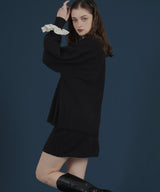 オーバーサイズクルーネックニットトップス＆ニットミニスカート　セットアップニット