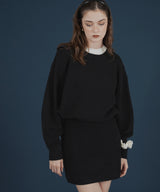 オーバーサイズクルーネックニットトップス＆ニットミニスカート　セットアップニット