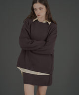 オーバーサイズクルーネックニットトップス＆ニットミニスカート　セットアップニット