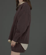 オーバーサイズクルーネックニットトップス＆ニットミニスカート　セットアップニット