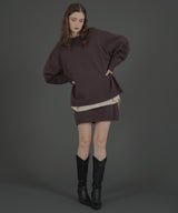 オーバーサイズクルーネックニットトップス＆ニットミニスカート　セットアップニット