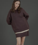 オーバーサイズクルーネックニットトップス＆ニットミニスカート　セットアップニット