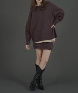 オーバーサイズクルーネックニットトップス＆ニットミニスカート　セットアップニット