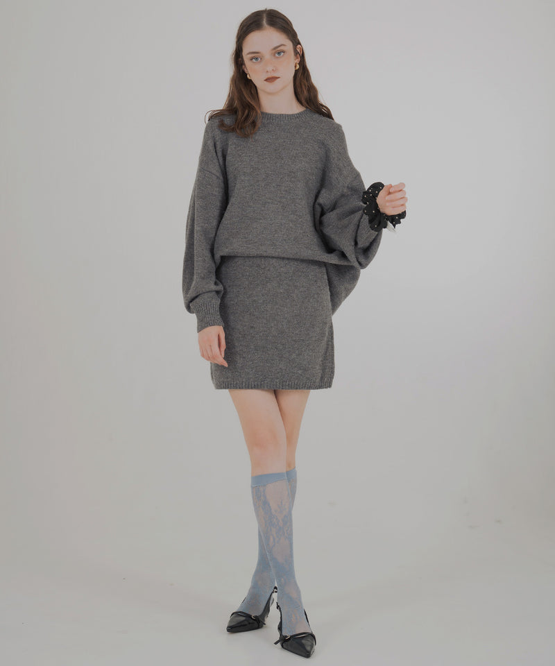 オーバーサイズクルーネックニットトップス＆ニットミニスカート